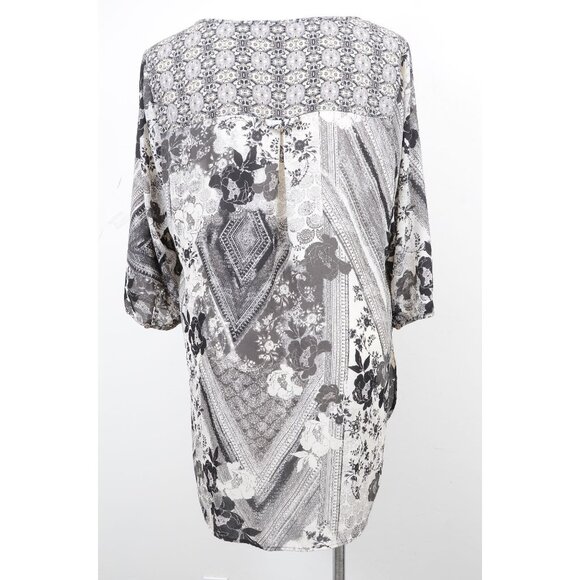 Fig and Flower PLUS 2X Flowy Artsy 3/4 Sleeve Tunic Top Blouse Boho Floral - Picture 3 of 6